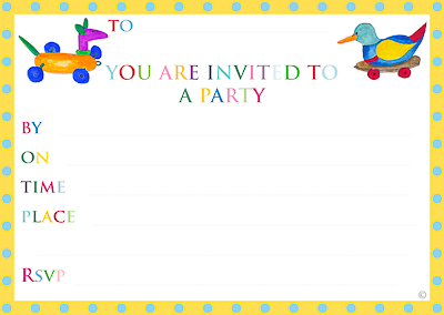 Part invite for kids with toys